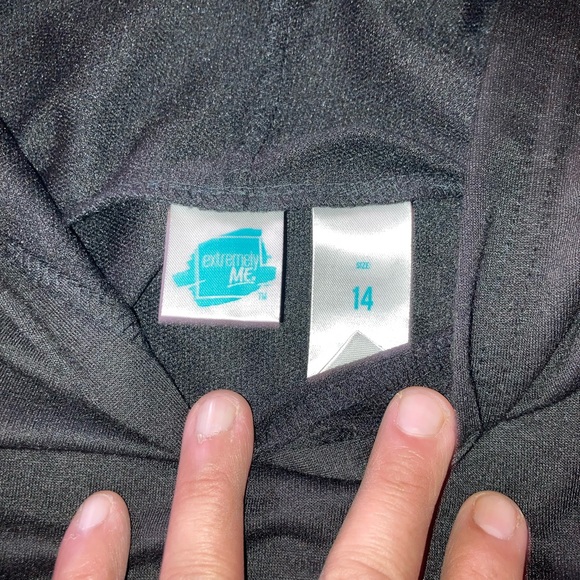 EXPRESS ME “OVER IT” Black Pull over hoodie w/ shiny sequence sz:10-12 girls 🌈 - Picture 8 of 8